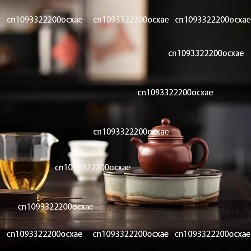 Ceramic Transformation Open-pitted Lustrous Yellow Copper Taihu Stone Teapot Stand Dry Brewing Table with Water Storage Tea Tray