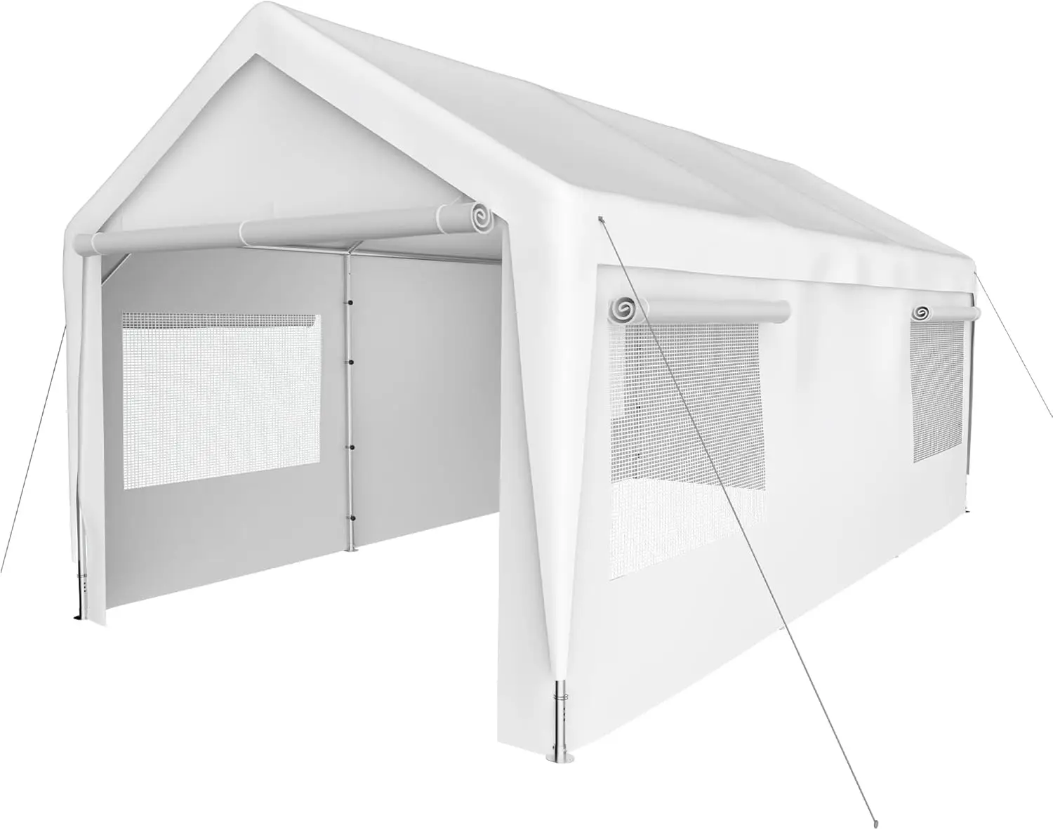 Carport, 10X20 Ft Large Heavy Duty Car Port With 4 Roll-Up Ventilated Windows, Portable Garage Car Canopy With Removable