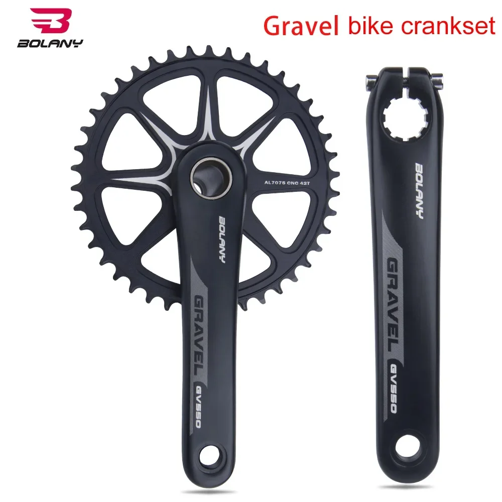 

Bolany Gravel Bicycle Crankset 170mm GXP Single Chainring 10/11 Speed CNC Wide and Narrow Sprocket 42T For Off-Road Crank Set