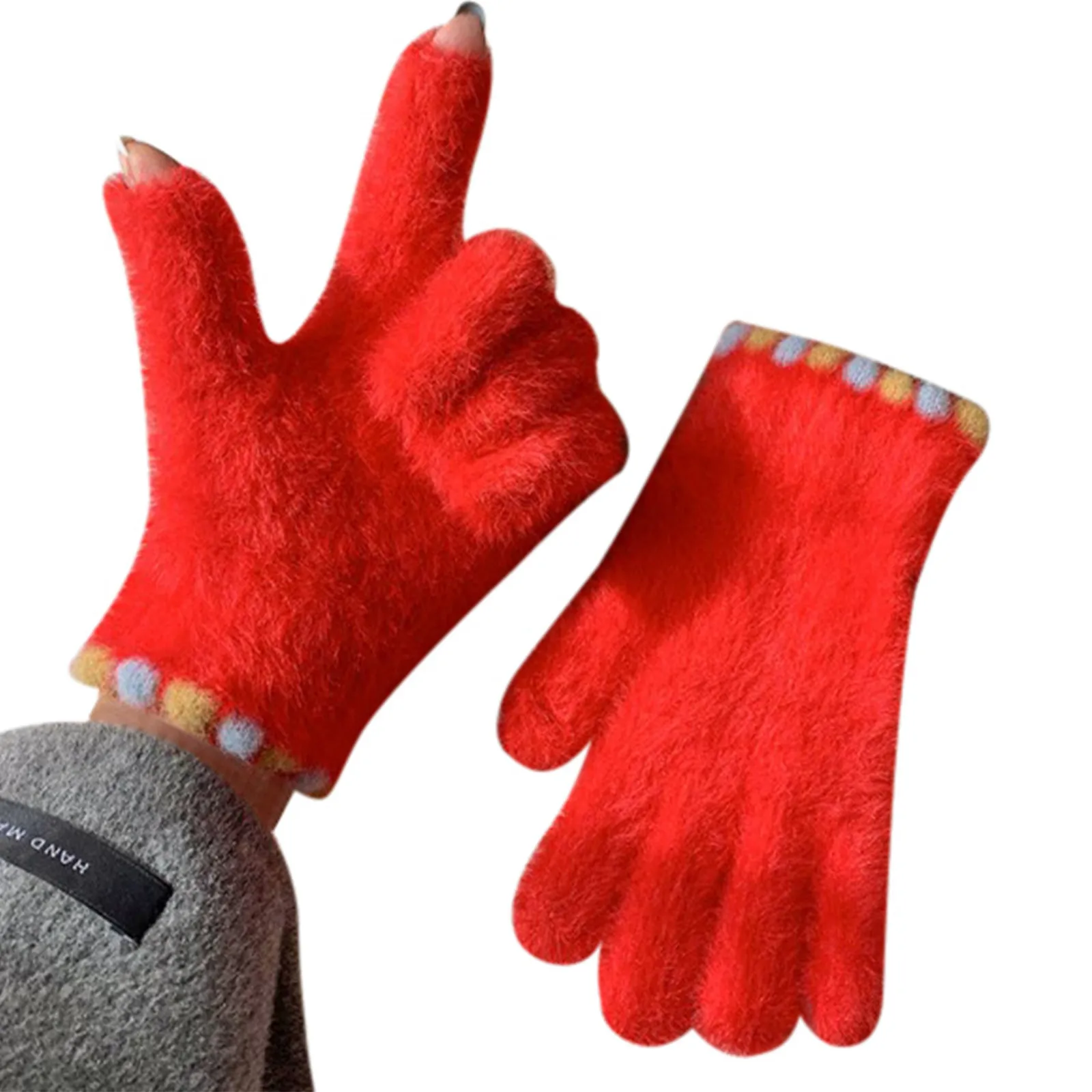 

Girls Autumn And Winter Casual Candy Color Pure Color Simple Gloves With Velvet Warm Comfortable And Beautiful Gloves