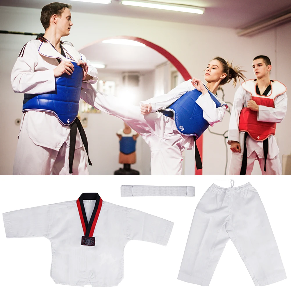 Ropa de Taekwondo para niños y adultos, traje de Karate, uniforme de Taekwondo, ropa de Karate, protecciones, equipo de taekwondo, luvas