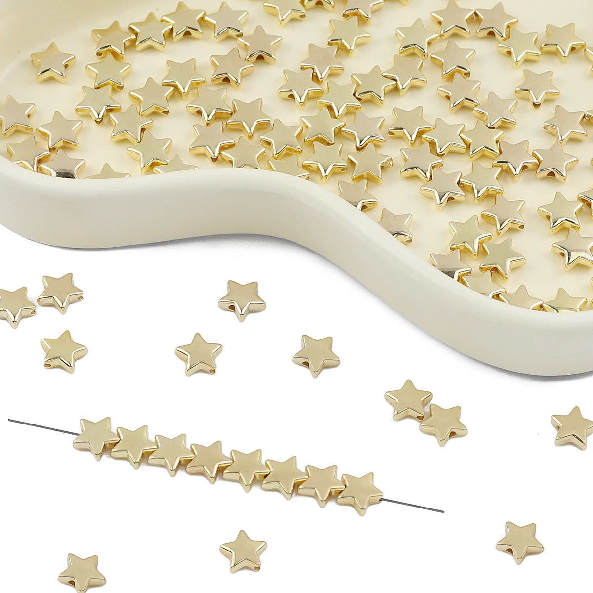 100/200/400pcs 10mm Golden Star Shape CCB Plastic Spacer Loose Beads For Jewelry Making Necklace Bracelet Charms DIY Accessories