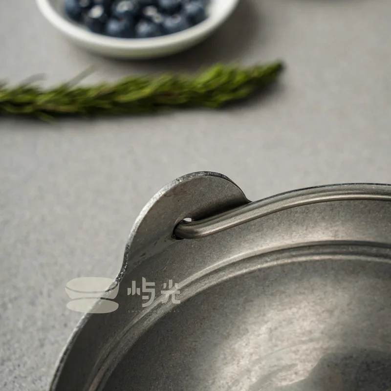 Retro three-layer steel camping small cooking pot alcohol stove commercial Japanese Sukiki potdazzling pattern hanging potoutd