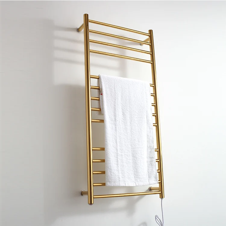 luxurious Gold Color Wall Mounted  Electric Heated Towel Rail Towel Warmer Rack