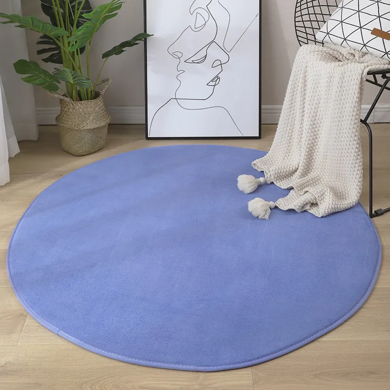 2022 Hot Sell Round Coral Velvet Carpet Color Water Absorption Sofa Carpet Memory Foam Bedroom Living Room Children rug Yoga Mat