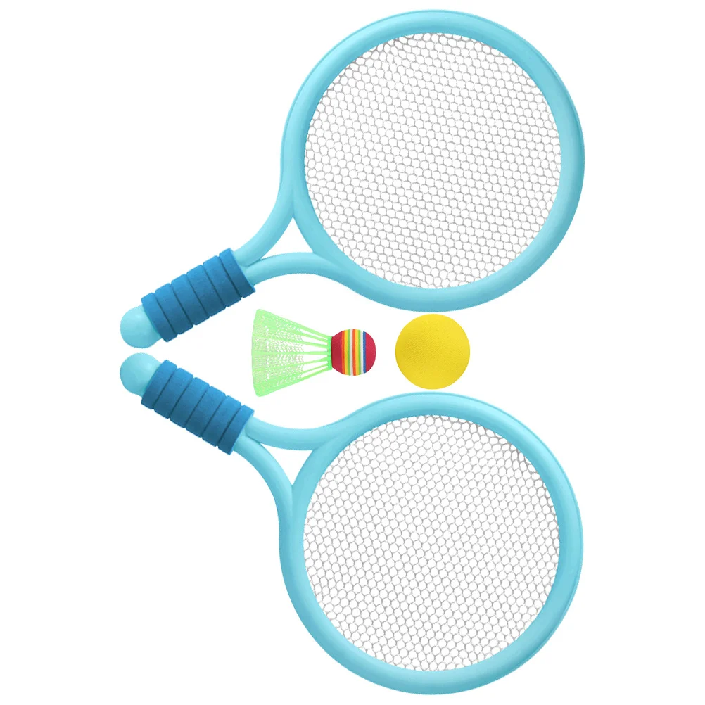1 مجموعة الأطفال مضرب تنس الريشة مجموعة واقعية محاكاة الأخدود الملمس عدم الانزلاق قبضة لمتعة اللياقة البدنية في الهواء الطلق #5