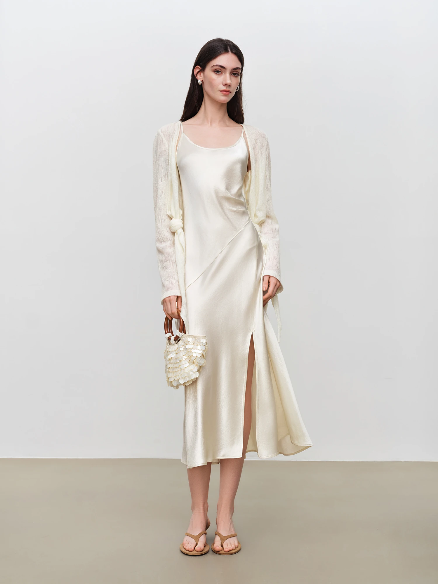 ZIQIAO 2026 Summer Women V-Neck Lightweight Tie-Waist Cardigan Textured Structured Shoulder Cropped Jacket Parisian Chic Soft