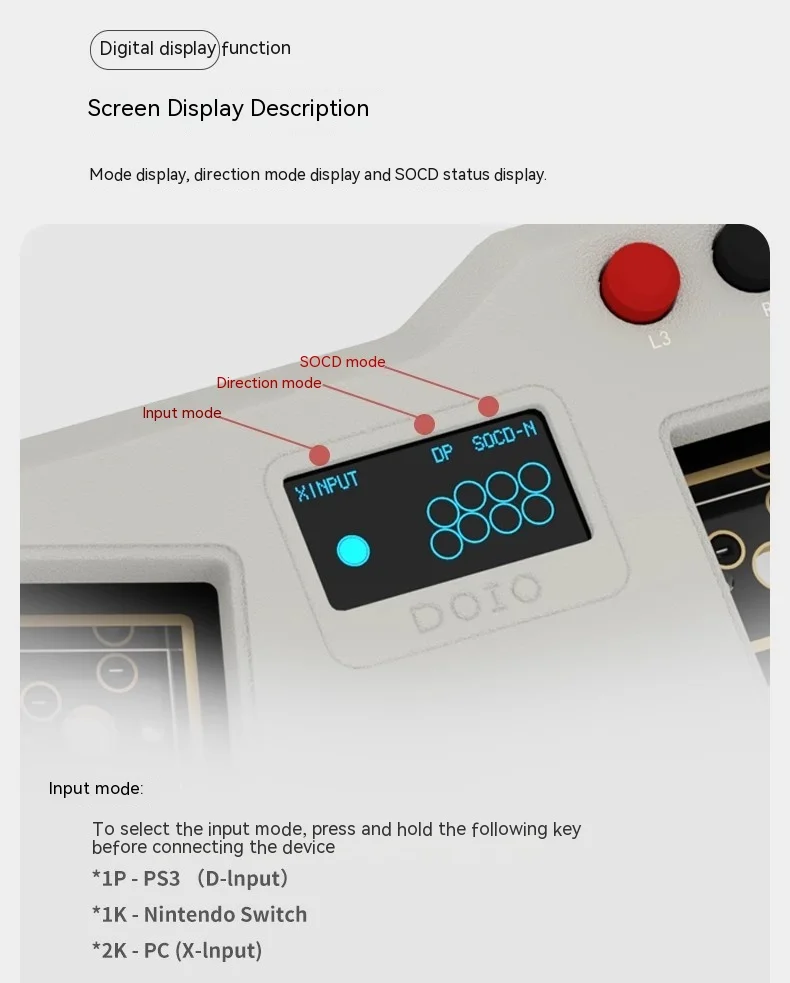 Imagem -03 - Doio Hitbox-kbhx01 Teclado Mecânico Alumínio Display Oled Hot Swap Rgb Mini Teclado Gaming Fighting Rocker Arcade Game pc