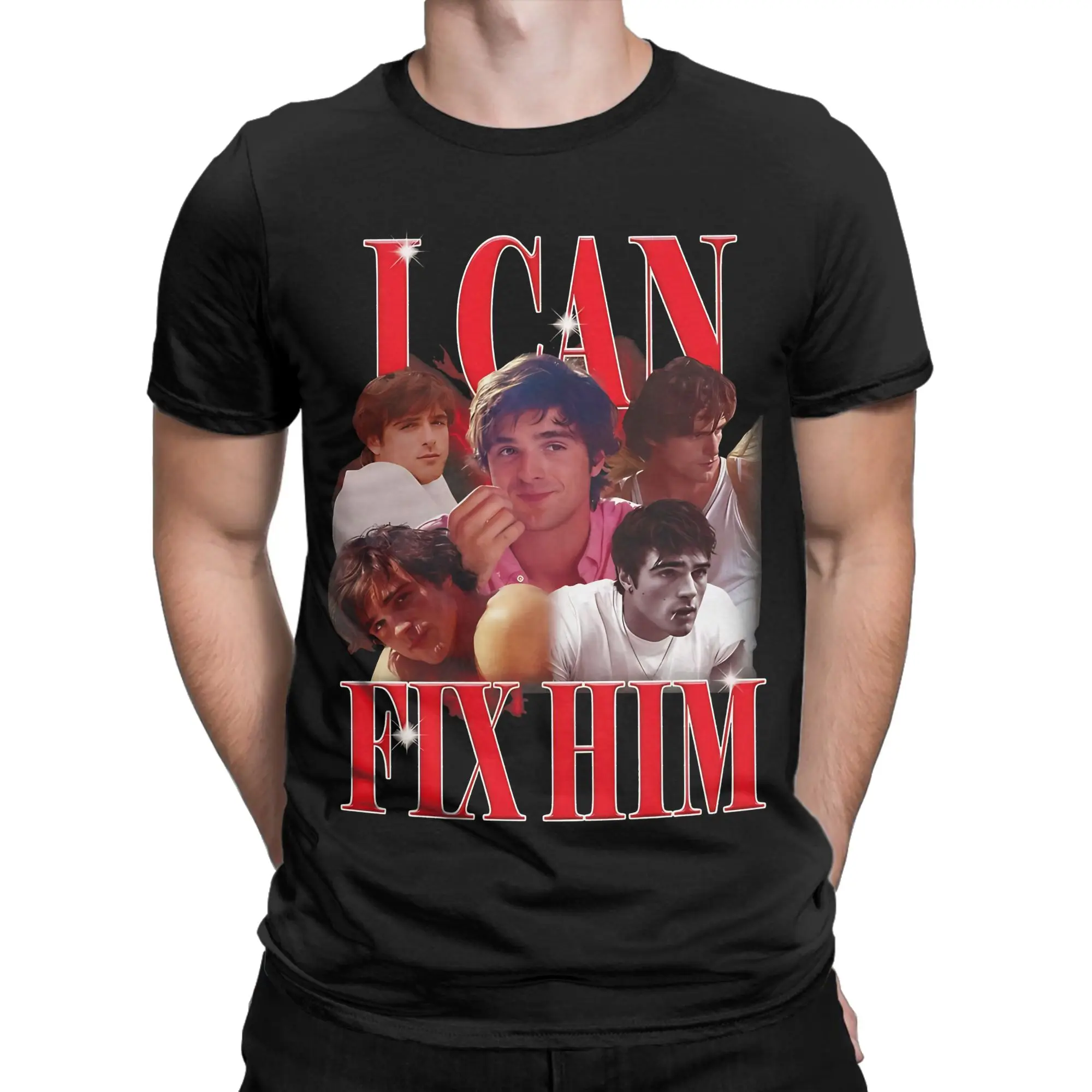 Jacob Elordi I Can Fix Him  T Shirt Summer  Cotton T Shirts For Men Pattern Tee Shirt Short Sleeve Y2K Funny Top Tees