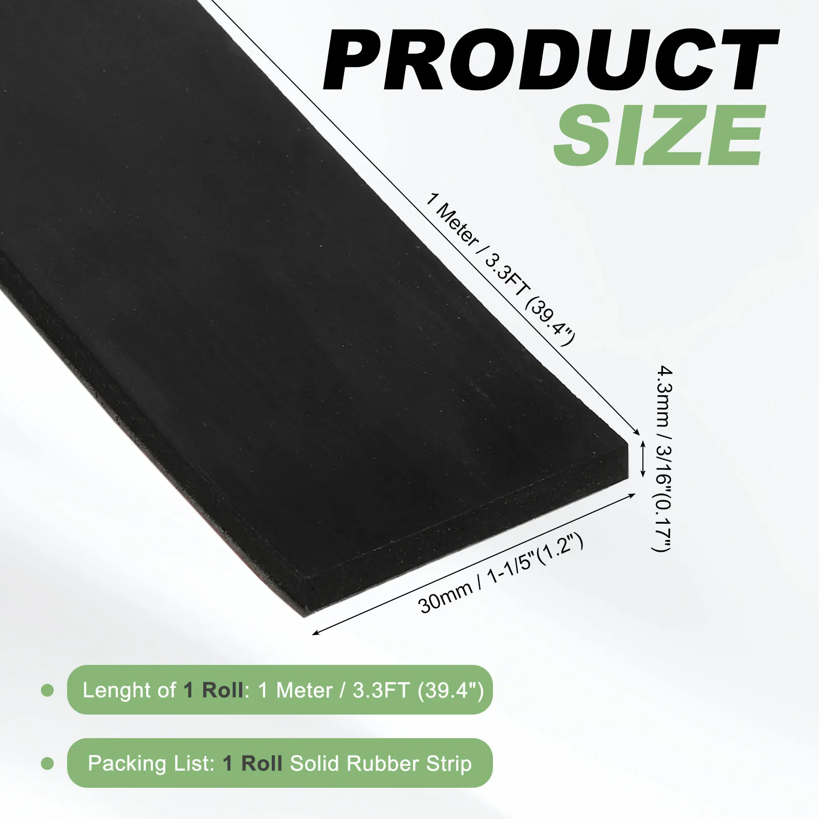 1M Black Neoprene Rubber Strips Self Adhesive Solid Rubber Sheet for Shock Absorption Gasket DIY Crafts Sealing Weather Striping