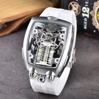 2025 new transparent waterproof men's quartz watch, unique hollow wine barrel shaped leisure watch