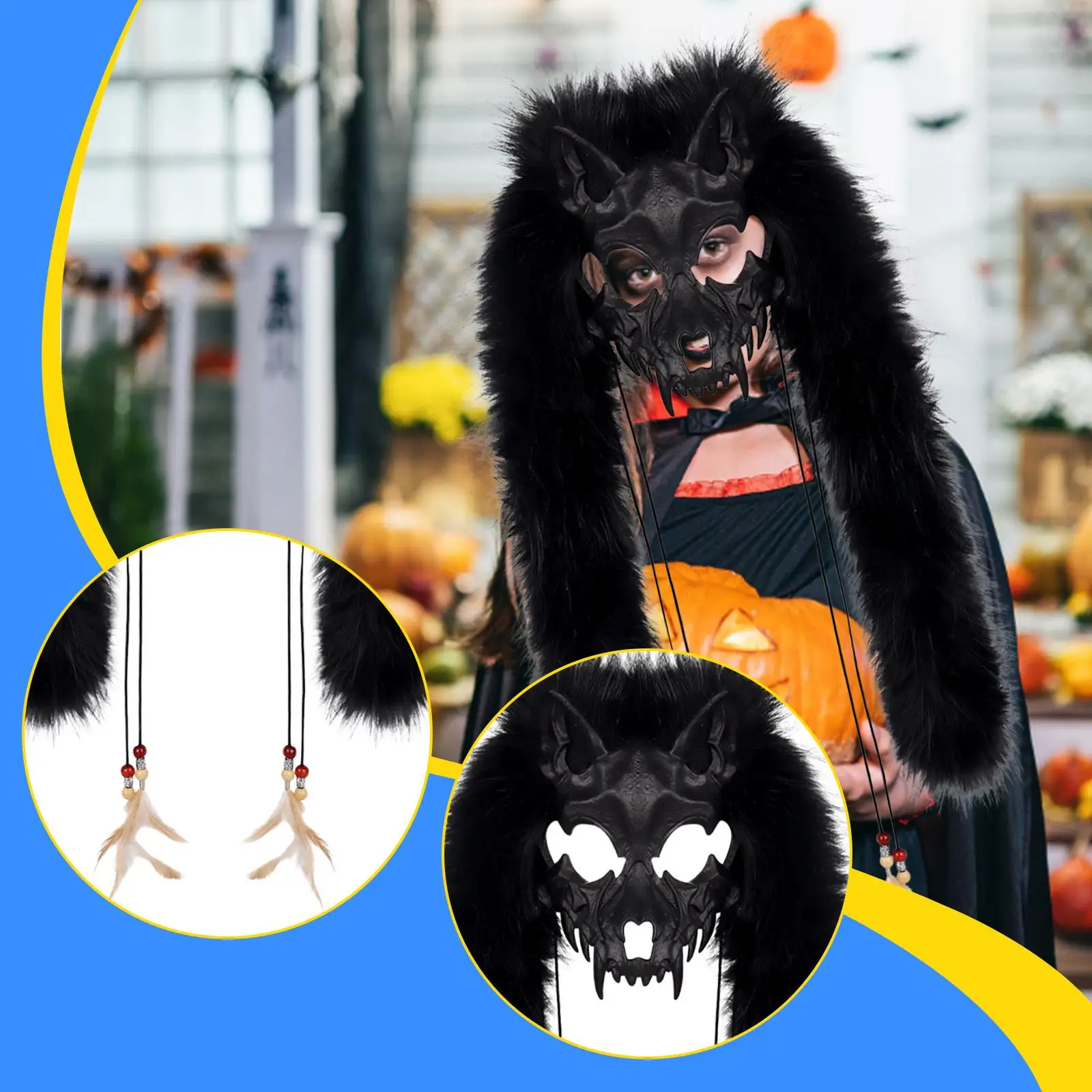 

Маска волка животного, лисы, вечерние костюм оборотня для девочек и женщин, костюмы для косплея на Хэллоуин, плюшевая маска для тематических вечеринок, маскарад