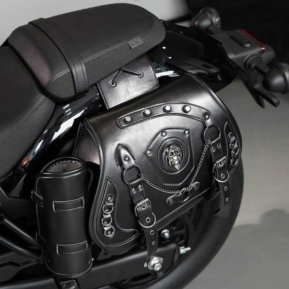 

1 пара мотоциклетных седельных сумок большой емкости в стиле ретро, боковая сумка для мотоцикла, черный череп, подвесная сумка для мотоцикла Harley