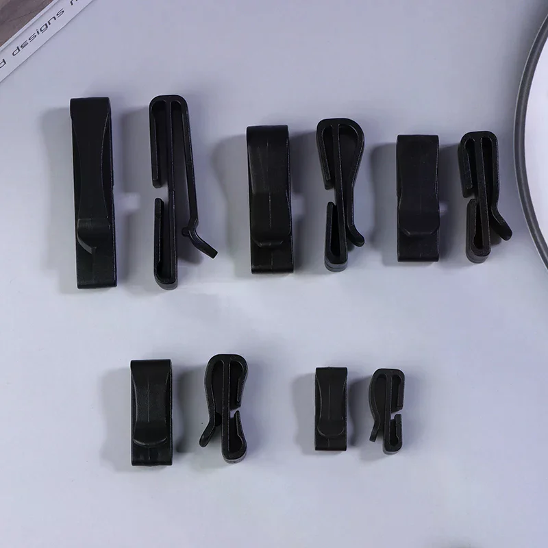10 Pz/pacco Quick Slip Keeper Fibbia End Clip Slider Nero Per Il Campeggio Trekking Zaino Cinghia di Regolazione Tessitura 20-51mm
