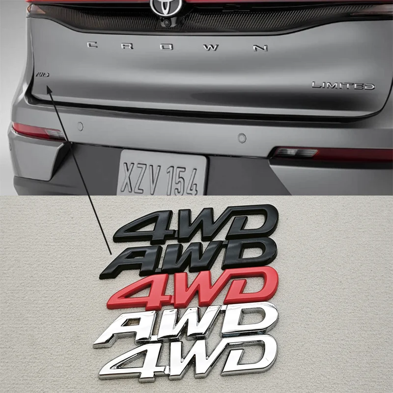 3D Metal Chrome 4WD AWD Logo Car Sticker Badge Emblem For Toyota Honda CRV Accord Civic Suzuki Grand Vitara Swift Accessories