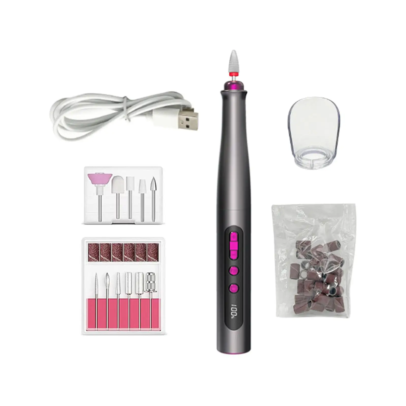 Manicure Pedicure Tool Draagbare Lcd-Scherm Compacte Oplaadbare Nail Boor Machine Voor Het Bijsnijden Van Polijsten Acryl Nagel