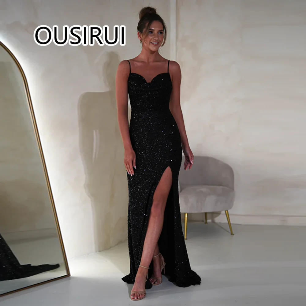 

OUSIRUI Vestidos de fiesta женское платье на тонких бретельках с v-образным вырезом и блестками блестящее клубное платье для выпускного вечера сексуальное платье русалки для выпускного вечера