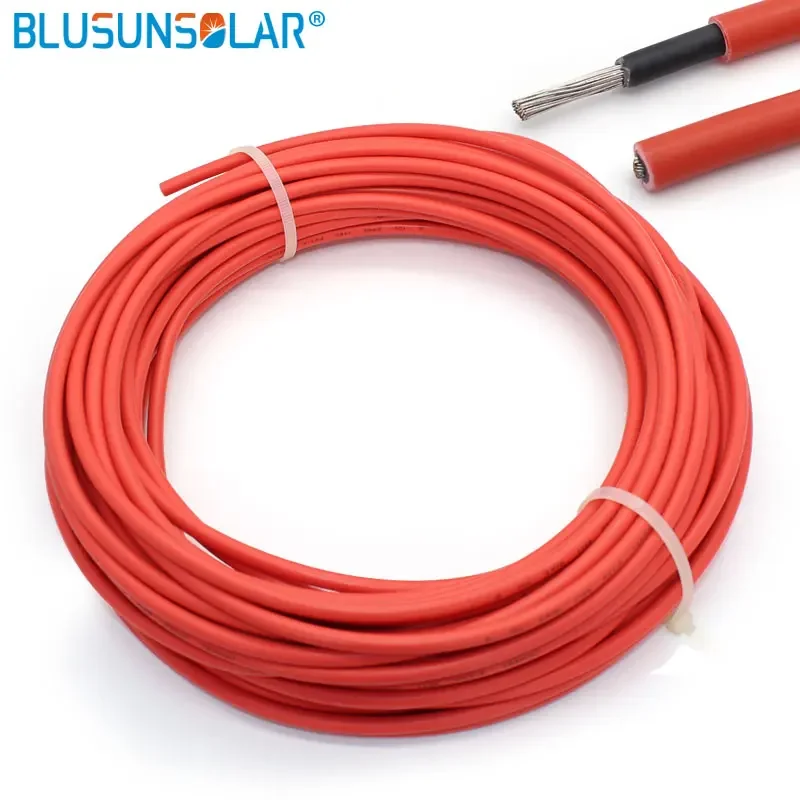 

10 Meters/Roll 10mm2 8AWG Solar Cable Red and Black PV Cable DC Wire Tinned Copper Conductor XLPO Jacket TUV EN50618 IEC62930