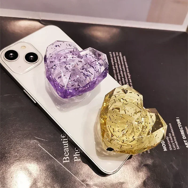 Ins Korea Cute 3D Diamond Love Heart Phone Socket Holder Grip Tok Bracket for IPhone 14 Samsung Universal Folding Stand Griptok