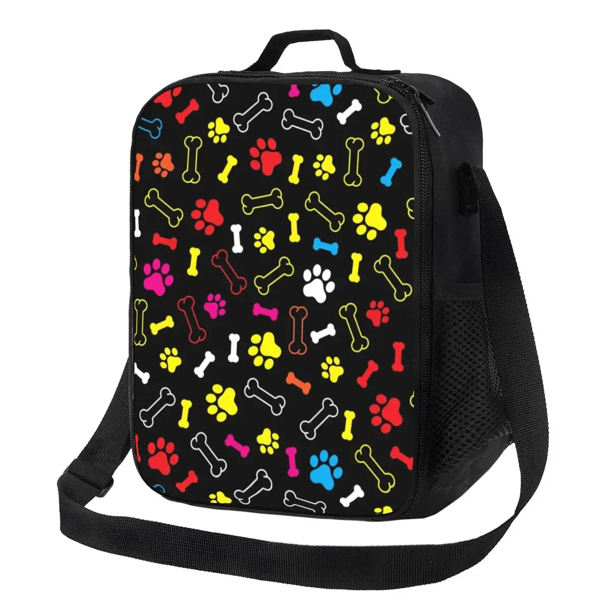 Custom Dog Paw Bone Pattern Resuable Lunch Box for Women Leakproof Cooler Thermal Food Insulated Lunch Bag Office Work