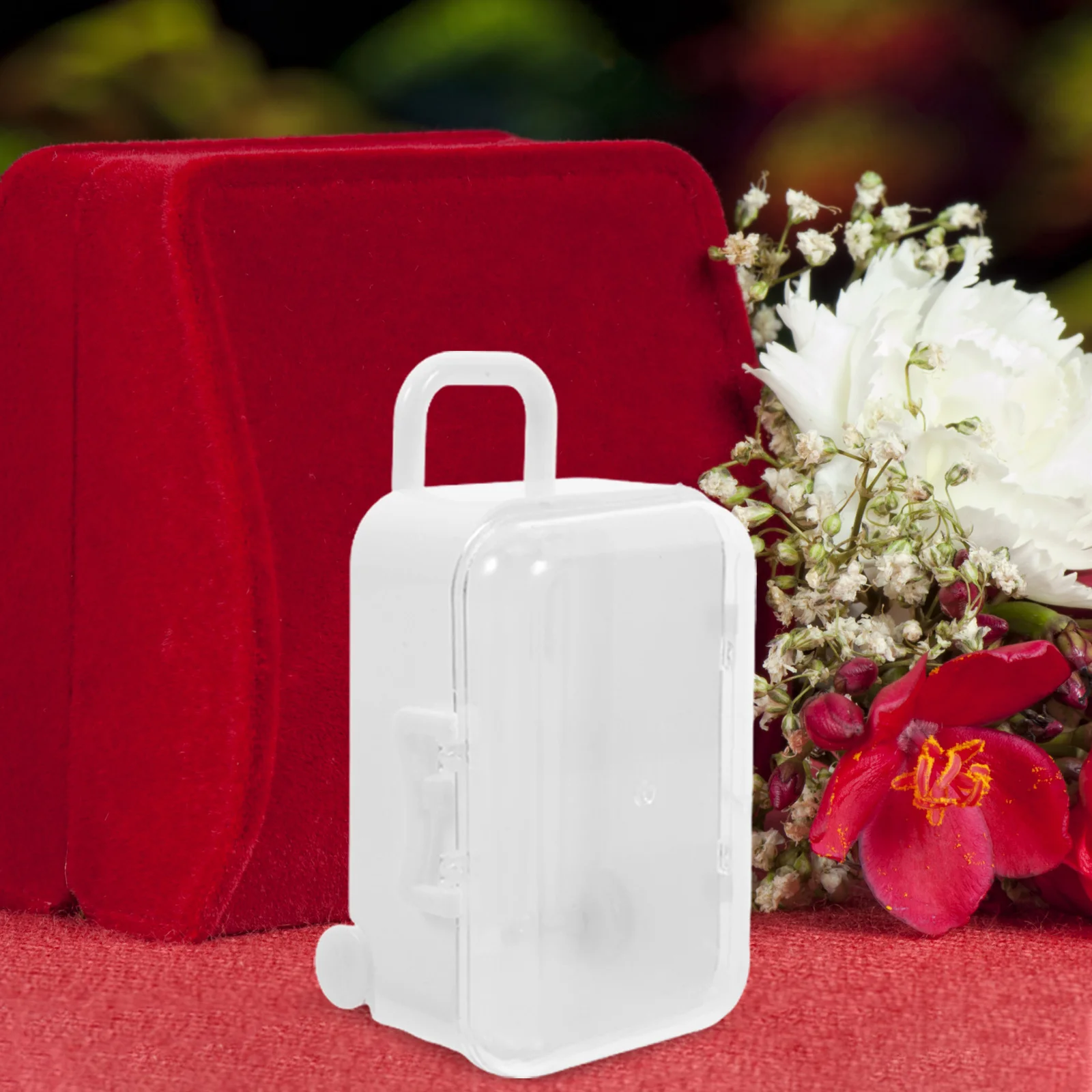 

12 pcs Large Clear Mini Suitcase Candy Boxes For Weddings Treats Storage Favor Box Party Gift Packaging Container