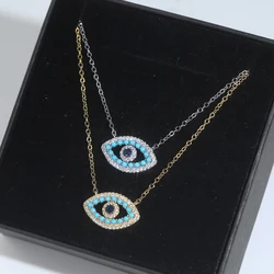 2023 New Arrived Fashion Women Lady Jewelry Gold Color White Blue Turquoises Stone Nice Turkish Evil Eye Necklace