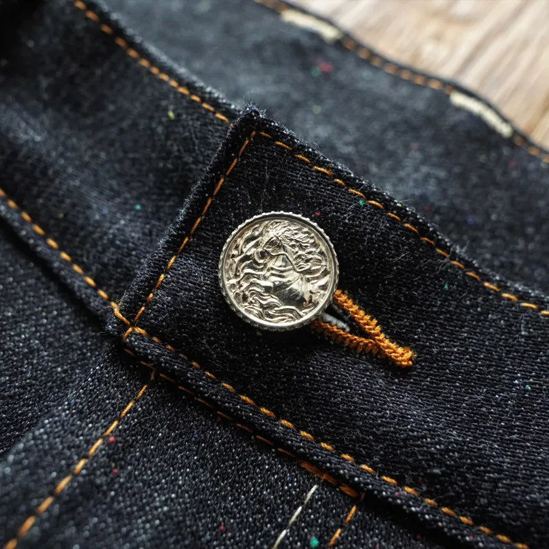 SAUCE ORIGIN 917CC Mens Jeans Sanforized Selvedge Denim  Jeans Silver Button Limited Edition 12.5 OZ  Loose Fit