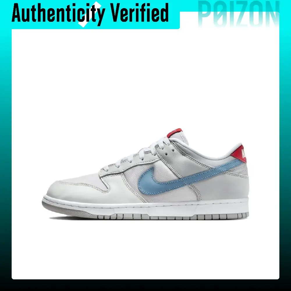 Nike Dunk Leather Low top Skateboard Shoes Unisex Silver Blue HF0391-001
