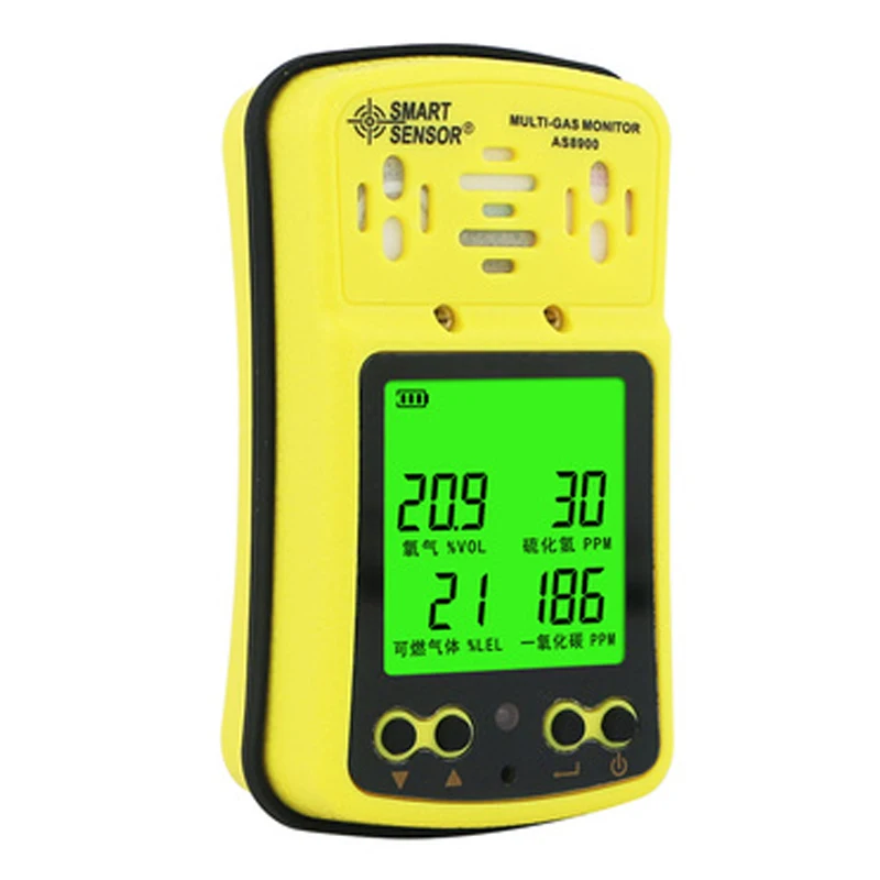 SMART SENSOR AS8900 Multi Portable Gas Detector Monitor 4 in 1 O2 H2S CO Combustible Gas Oxygen Hydrogen Sulfide Carbon Monoxide