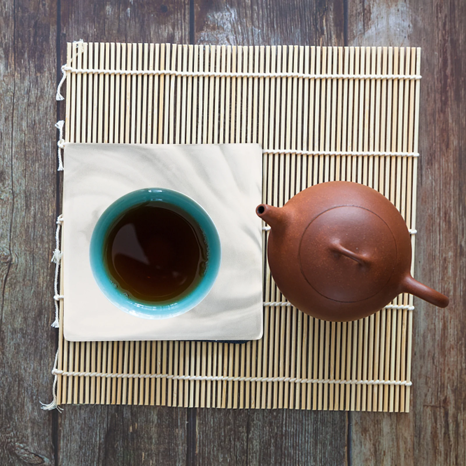 

4Pcs Marble Pattern Cup Coaster Wear-Resistant Heat-Resisting Anti-Skid Decorative Ceramic Cup Mat for Home Office Bar