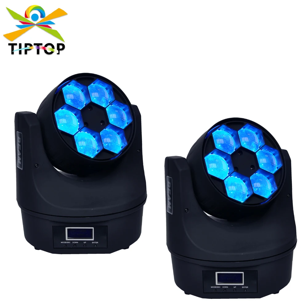 

TIPTOP 2 Pack 6x15W Mini Bee Eye Led Moving Head Light Ultimate Glass Lens Rotate Stage Beam Effect RGBW 120W High Power CE ROHS