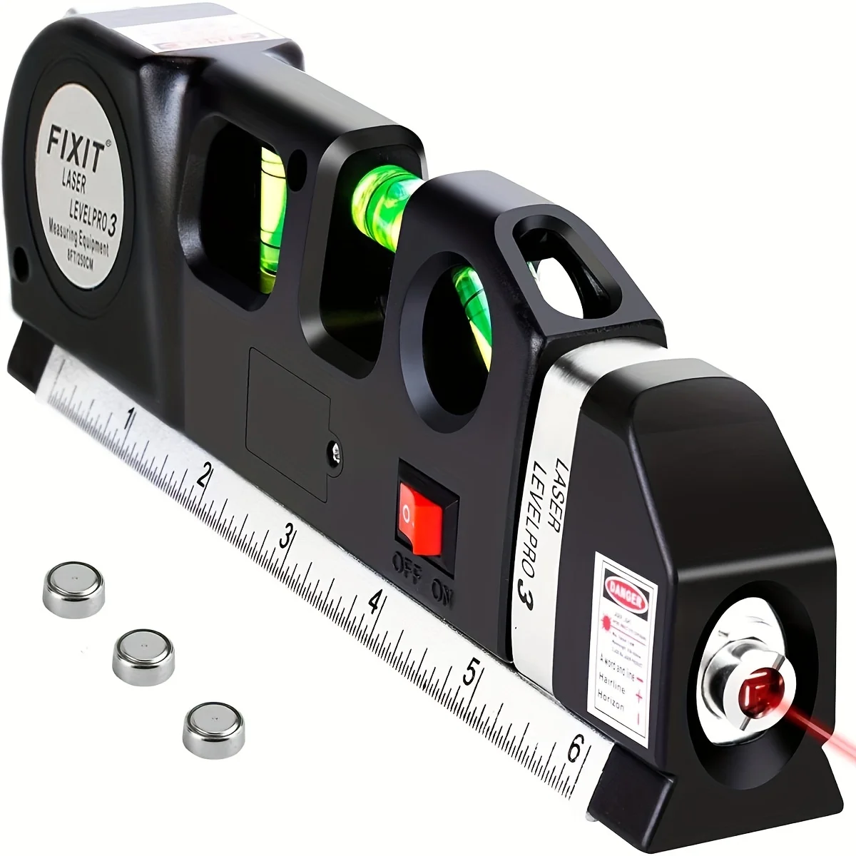 Laser Level Line Tool, Multipurpose Laser Level Kit Standard Cross Line leveler Beam Tool with Metric Rulers 8ft/2.5M