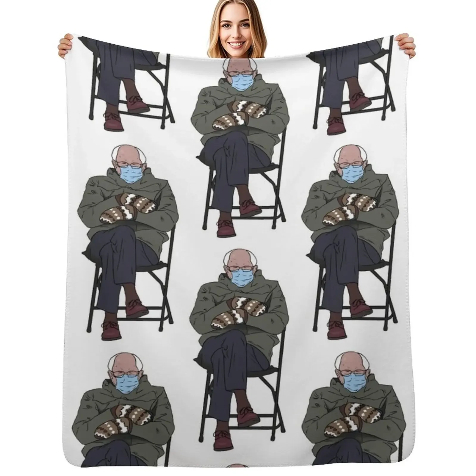 

Bernie Mitten Throw Blanket anime Plaid Picnic Blanket