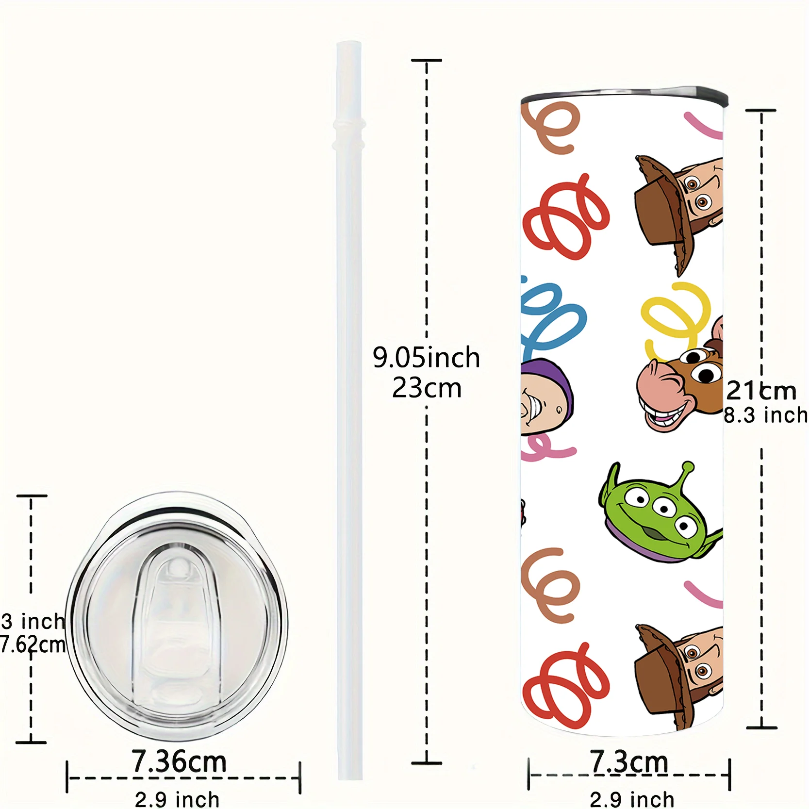 1pc 20oz Toy Story Characters Stainless Steel Tumbler, Cute Alien Woody Insulated Water Bottle with Straw for Coffee & Tea