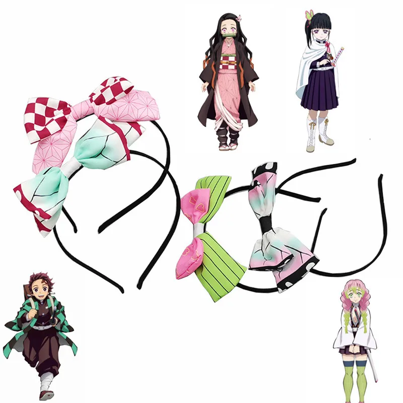 Diadema de Anime Kochou Shinobu Kamado Nezuko, diadema con lazo, tocado para niñas, accesorios para el cabello, regalos para niñas