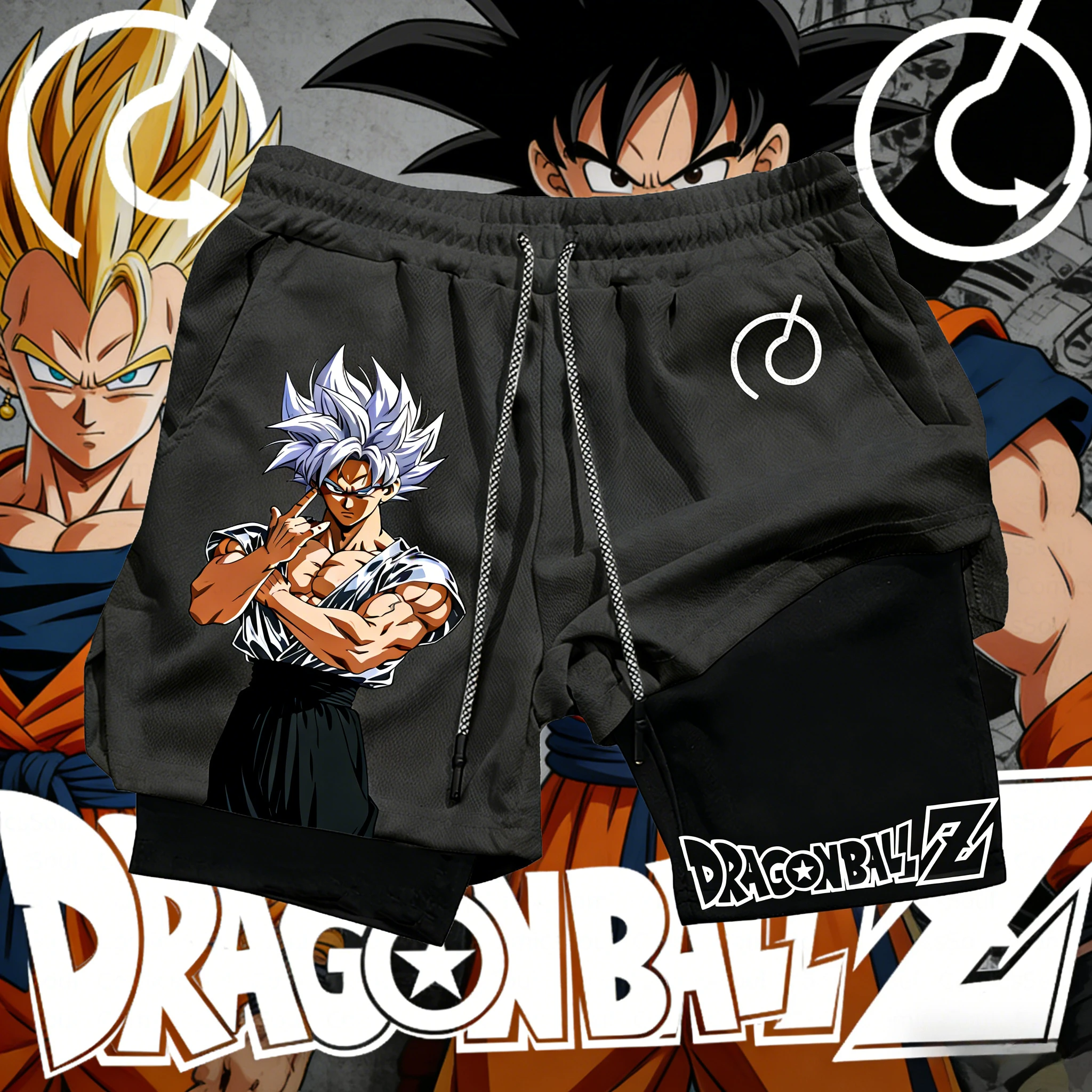 

Шорты Dragon Ball Ultra Instinct Goku 2026, летние, двухслойные, быстросохнущие, мужские, для фитнеса и бега, свободного кроя, больших размеров, модные, в стиле Y2K
