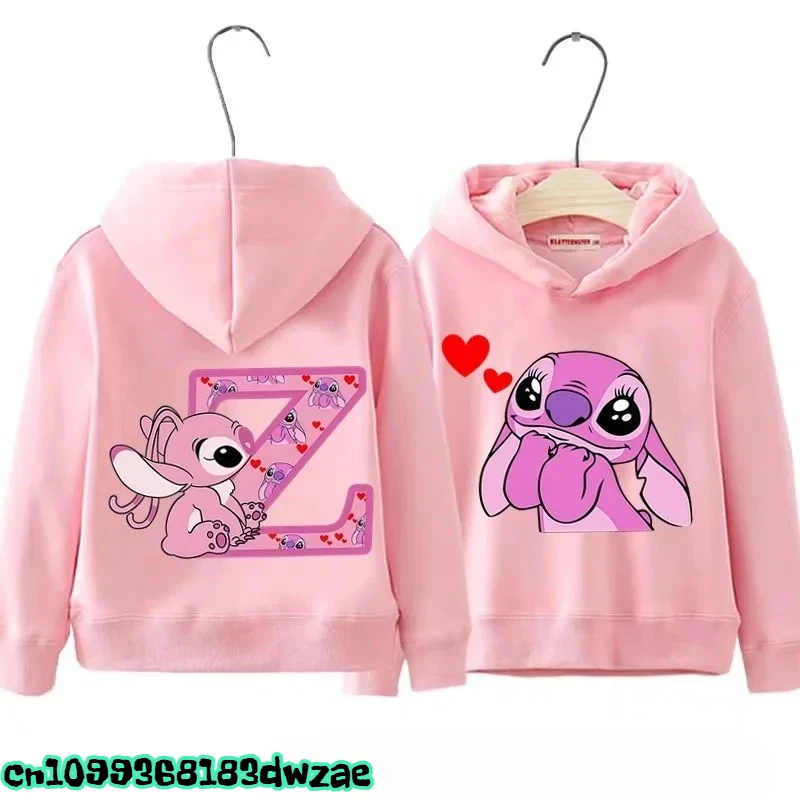 هوديس أنيمي الخريف والشتاء للأطفال، هوديس كاجوال وعصري مع حرف الملاك AZ مطبوعة ليلو وغرزة هوديس #4