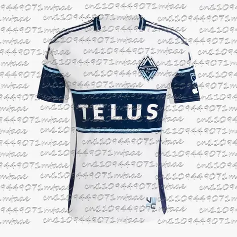 2026 Vancouver Whitecaps FC 2026 Home Soccer Jersey MLS Men's Football Shirt Fan Version White Navy Light Blue Stripe Kit