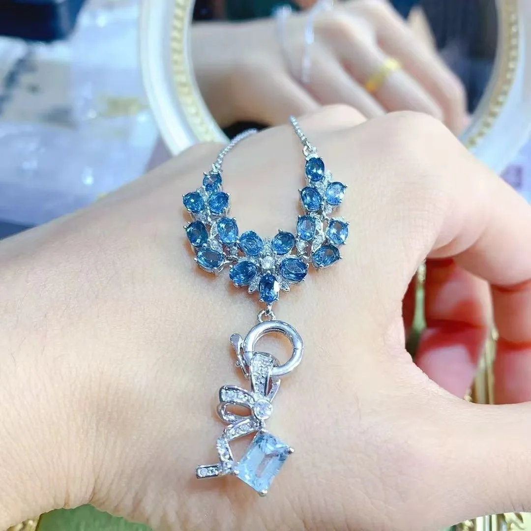 KJJEAXCMY High End Women's Pendant Natural Topaz S925 Silver with Electroplating Boasting High Clarity Full Brilliance Gift