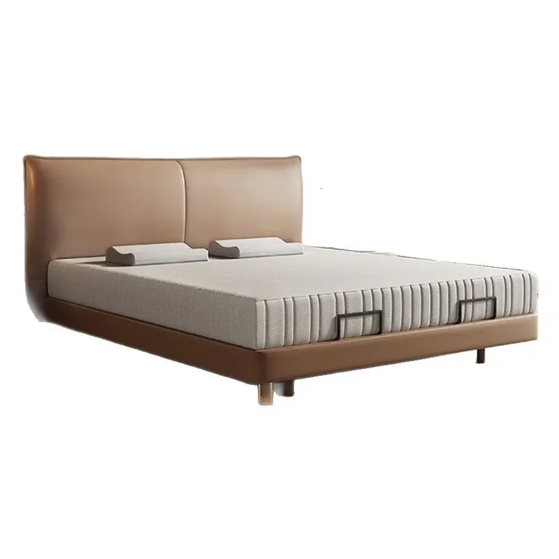 Intelligent lifting master bedroom bed, zero gravity double electric function suspension light luxury leather bed soft bag bed