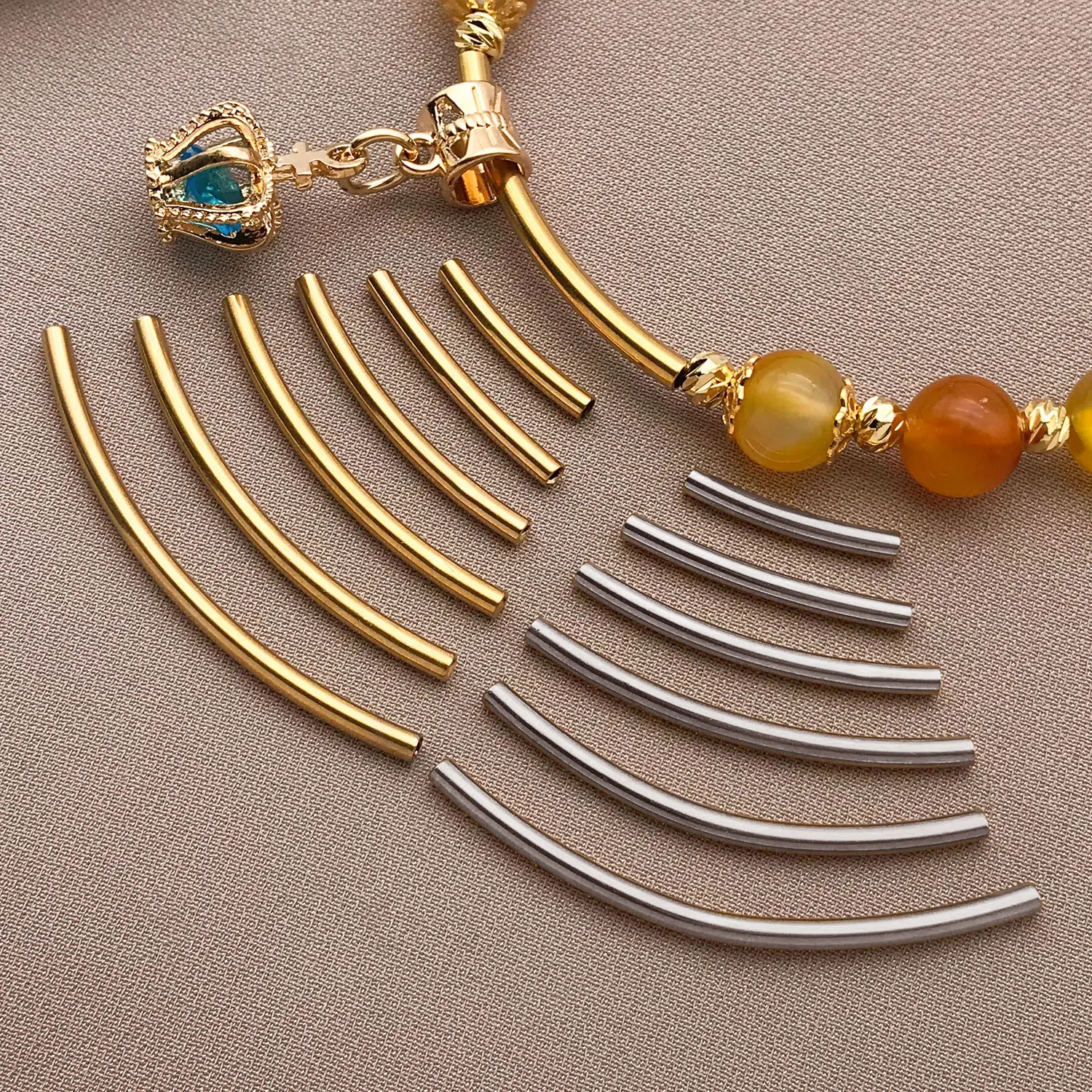 10pcs 2mm Stainless Steel Curved Tube Spacer Beads Connectors For Handmade DIY Bracelet Necklace Jewelry Making Accessories