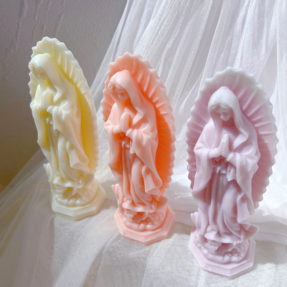 Classic Figure Homyl Virgin Mary Statue Lady Sculpture Silicone Mould Catholic Blessed Virgin Mother Mary Figurine Candle Mold - Image 6