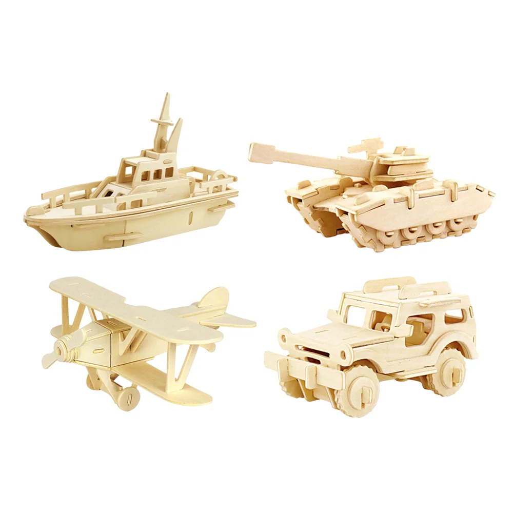 Puzzle in legno 3D da 4 pezzi per adulti Kit educativo in legno per bambini Nessuna colla richiesta Struttura tenone Gioco di puzzle decorativo