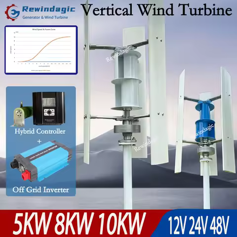 Low Noise High Power 10KW Vertical Wind Turbine Generator 5KW 3Phase Alternator 24V 48V Off Grid System Windmill For Home Use