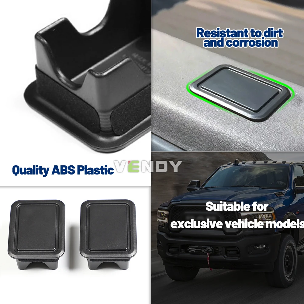 2pcs Rear Truck Bed Rail Stake Pocket Cover For Dodge Ram 1500 2500 2019-2021 Cap Rail Hole Plugs Covers Accessories