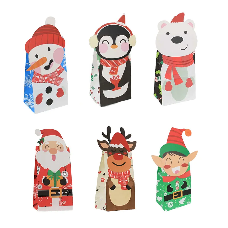 24 Stück Kraft papier Cartoon Weihnachten Snack behandeln Box Papier Süßigkeiten Geschenk boxen Weihnachten Noel Navidad Schmuck Neujahr Party Kinder Gefälligkeiten