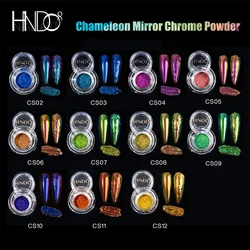 HNDO Colorful Chameleon Glitter Chrome Mirror Powder Metallic Effect Nail Art Professional Manicure Cosmetic Grade Pigment Dust
