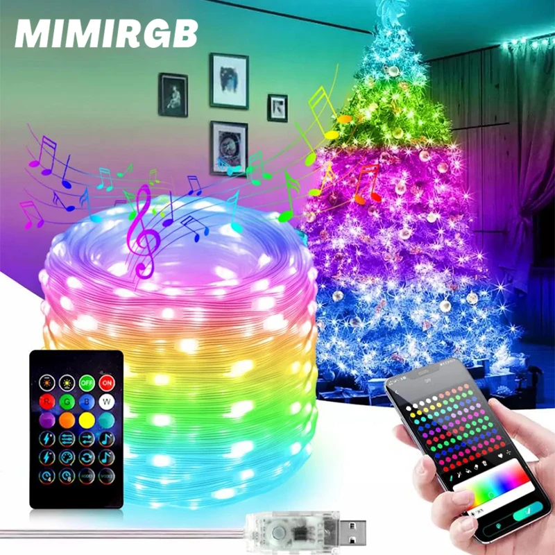 2pcs APP LED Strip RGB Lights Color Changing Music LED Strip Lights With Remote App Control RGB LED Strip Room Party Decoration