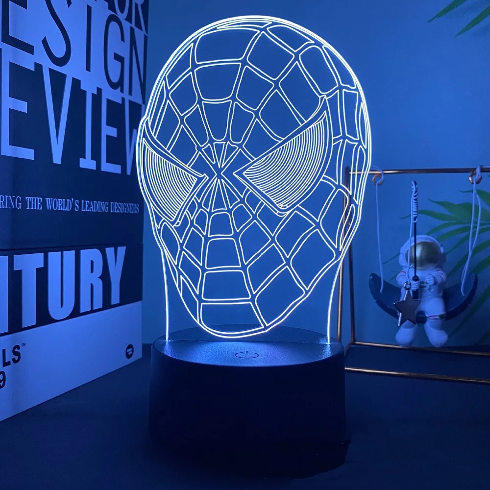 Spiderman 3D Acrylic Night Light USB Stereo LED Desk Lamp Phantom Light Surprise Birthday Gift LED Light Using USB and Battery