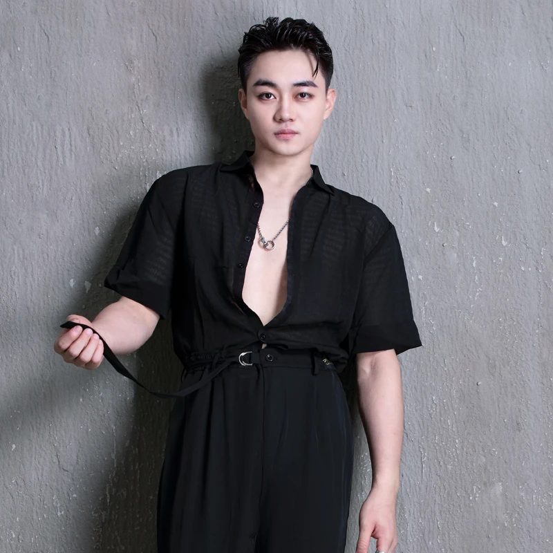 5 Colors Latin Dance Shirts Men'S Training Top Latin Dance Tops Ballroom Performance Dancing Clothes Practice Costumes SL7678